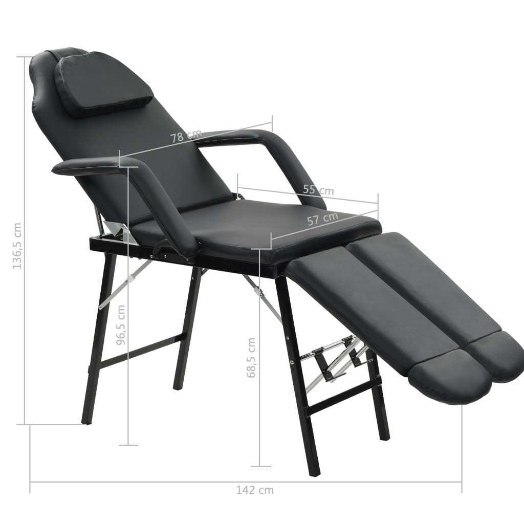Salon Chairs Portable Facial Treatment Chair Faux Leather 185X78x76 Cm Black