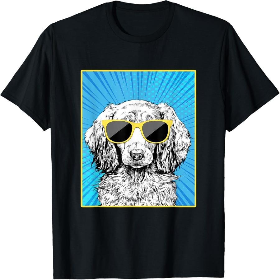 Dachshund Portrait Pop Art Doxie Weenie Dog with Sunglasses T-Shirt S