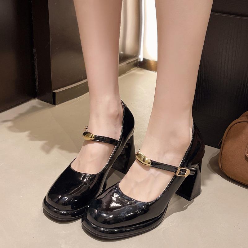 Elegant Fashionable Women's 2025 New Style High Heeled Shoes with Round Head and Block Style Sole Polyurethane Shoes