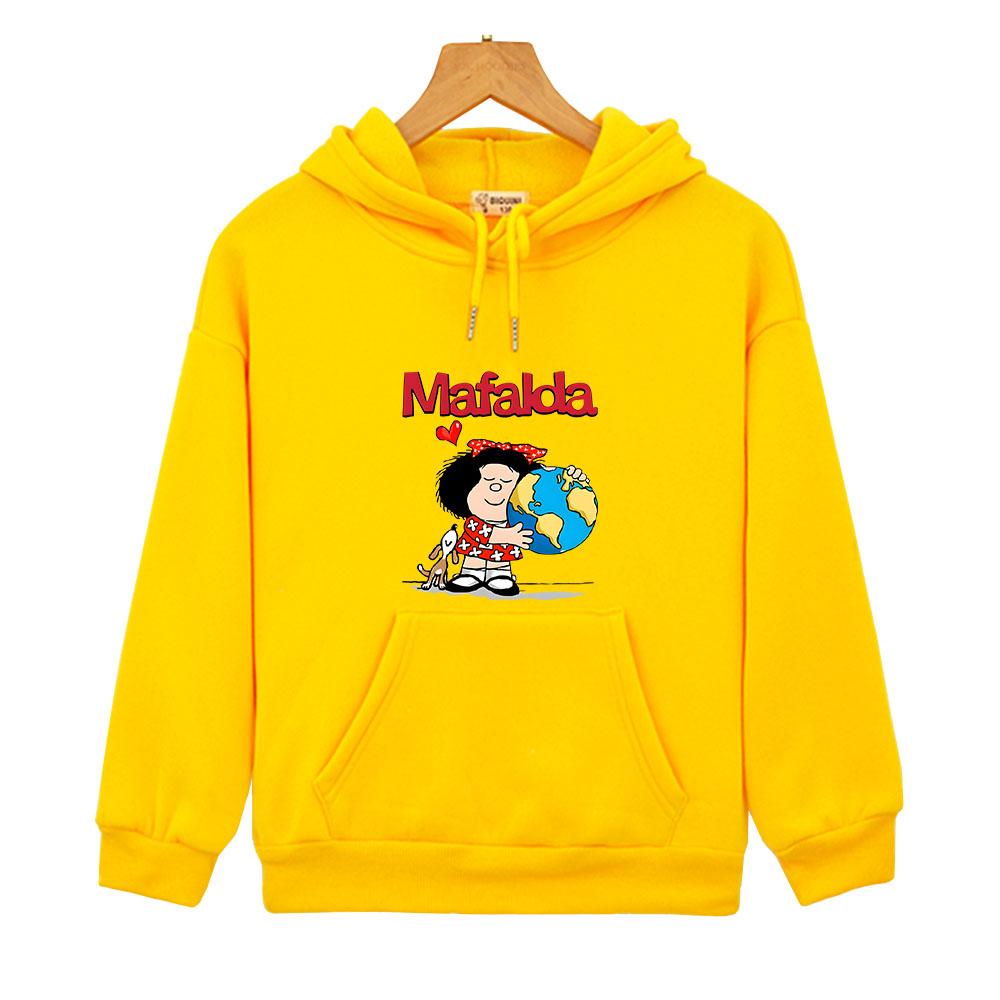 Kids Mafalda Hoodies for Teen Kawaii Graphic Anime Sweatshirts Girls Boy Clothes Children's Clothing Hoody Long Sleeve Tops