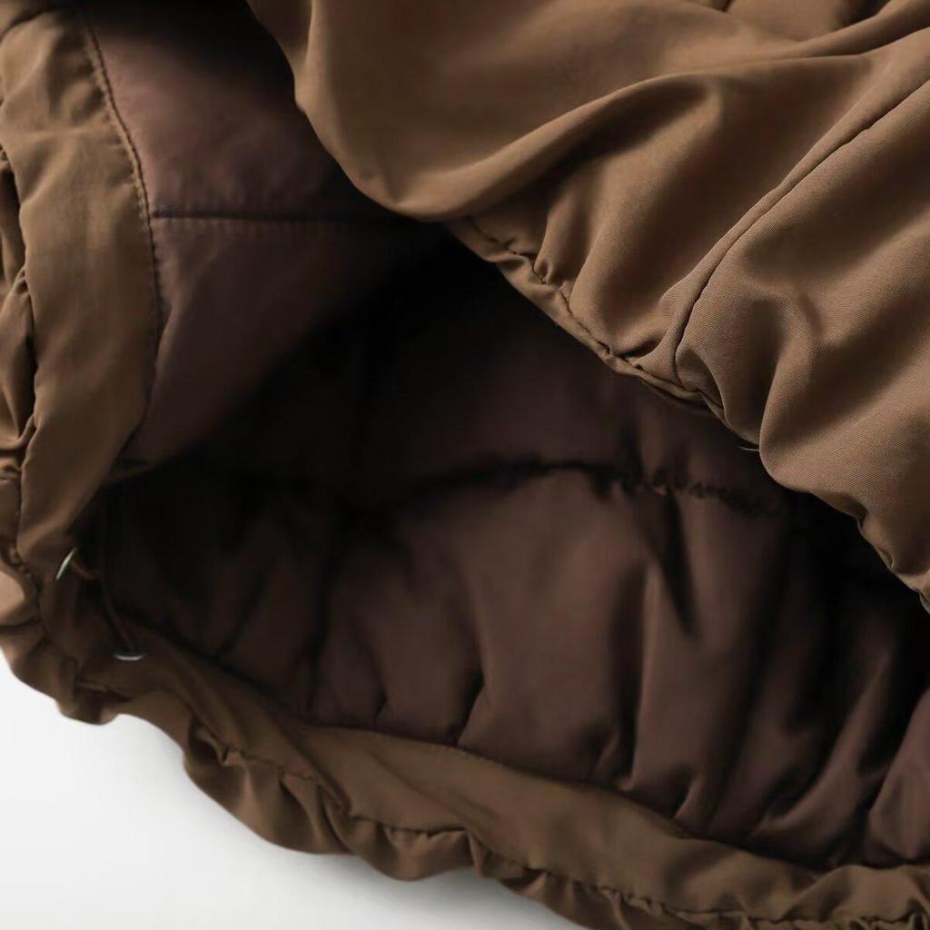 Women's Spring Stand Collar Cotton Padded Jacket - European & American Style, Short, Single-Breasted Coat