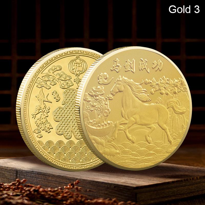 2026 New Year 40Mm Chinese Coins Lucky Animal Horse Collectible Coins Metal Collection Coin Souvenir Silver Gold Memory Medals