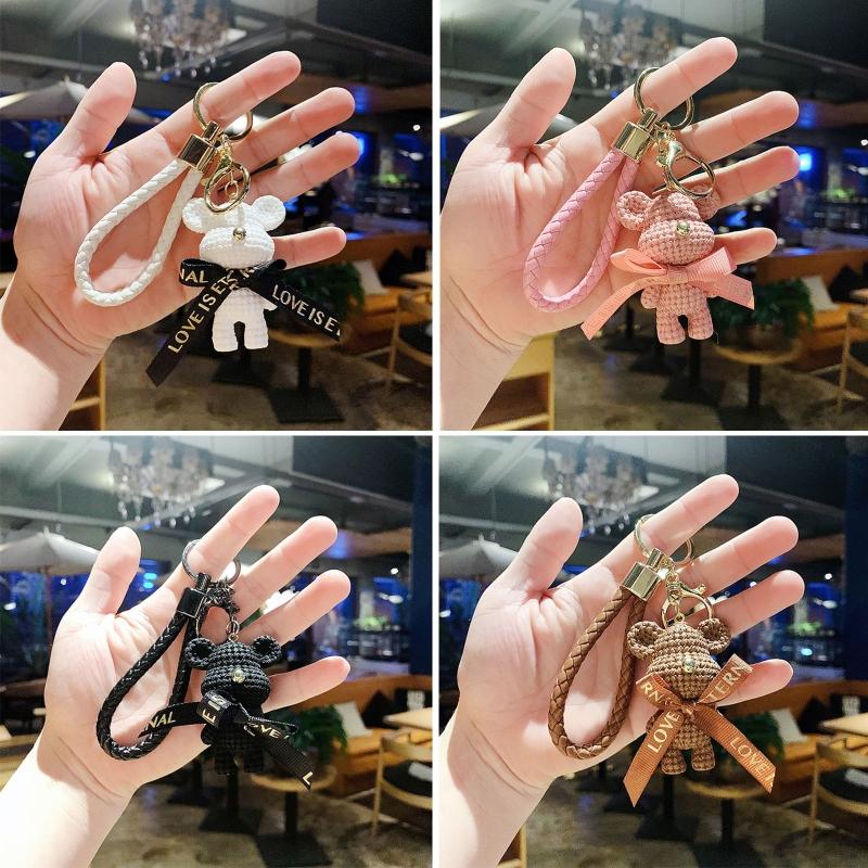 Creative Cartoon Wool Bear Keychain for Doll Car for Key Chain Fashion Cute Keyring Bag Charm Pendant Accessories Ch