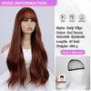 Red Brown Curly Wave Wigs Air Bangs 24 Inch  Fiber Synthetic Heat-resistant Deep Wave Hair Natural Party or Selfie Korean Fashion