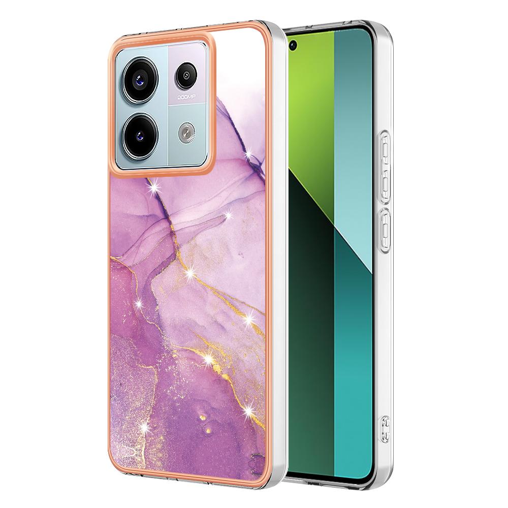 Etui TPU dla Xiaomi Redmi Note 13 Pro 5G/Poco X6 5G z wzorem marmuru IMD i galwanizowaną tylną okładką
