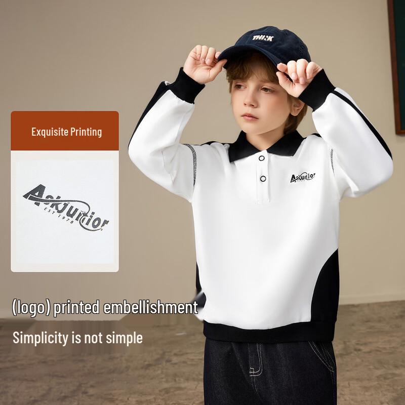 ASK JUNIOR Boys' Polo Collar Academy Style Sweatshirt