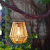 1/2 Stück Rattansolar-Laterne Hängender Bambus-Kronleuchter Lampe Solarbetriebene Rattangeflecht-Leuchte für Garten Terrasse Hof