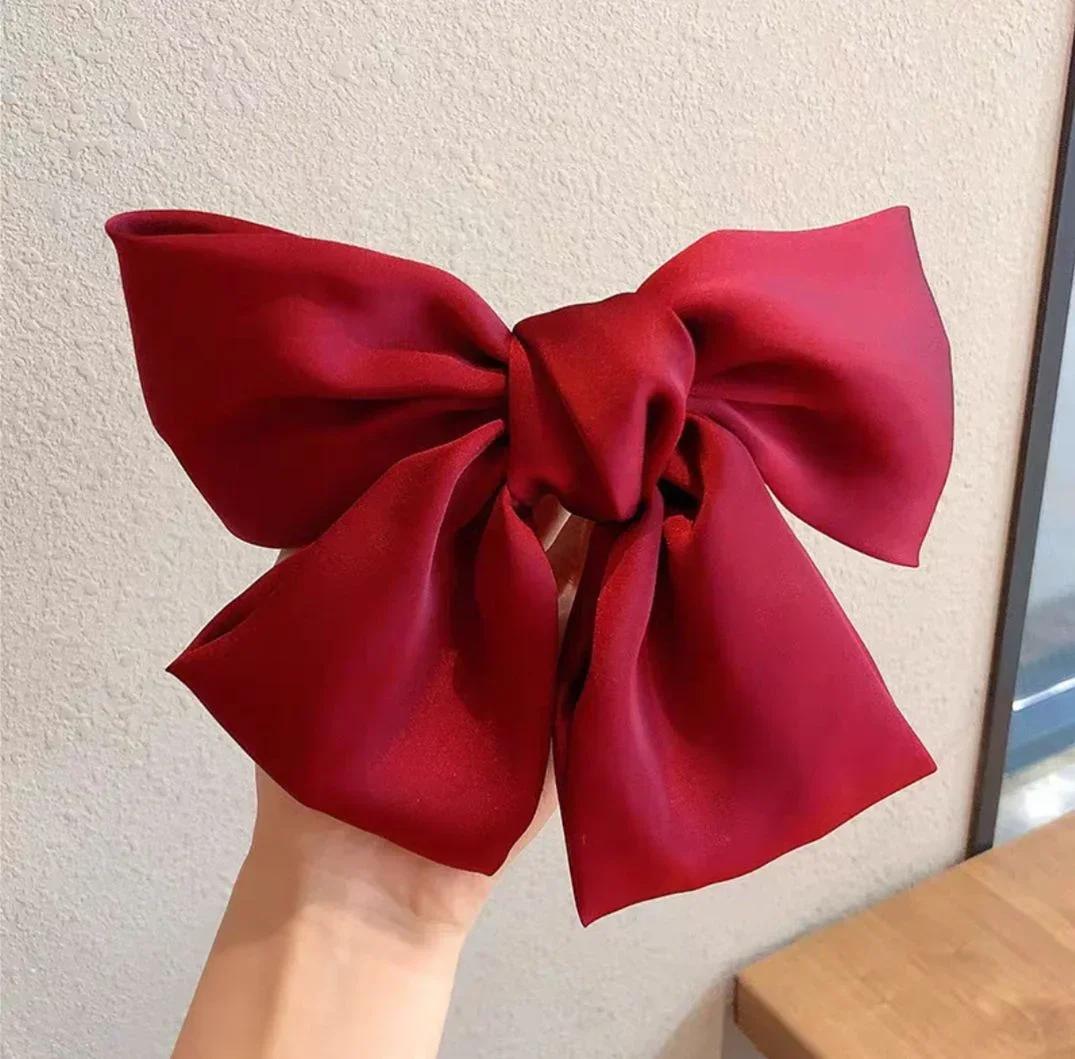 

Модная заколка для волос с бантом, доступны различные цвета, нежные элегантные шпильки для девочек, креативный индивидуальный стиль, роскошные аксессуары красный