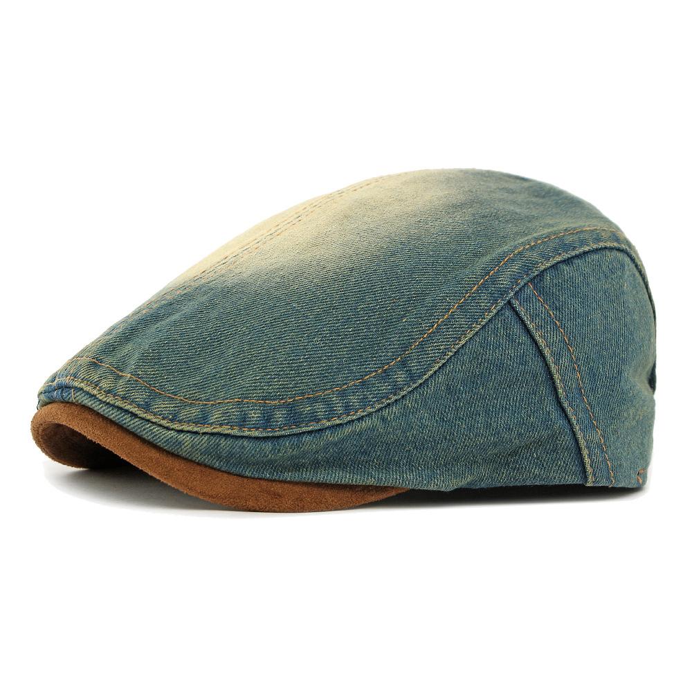 Unisex Denim Newsboy Cap - Vintage Washed Flat Cap for Casual Daily Wear (4 Color Options)