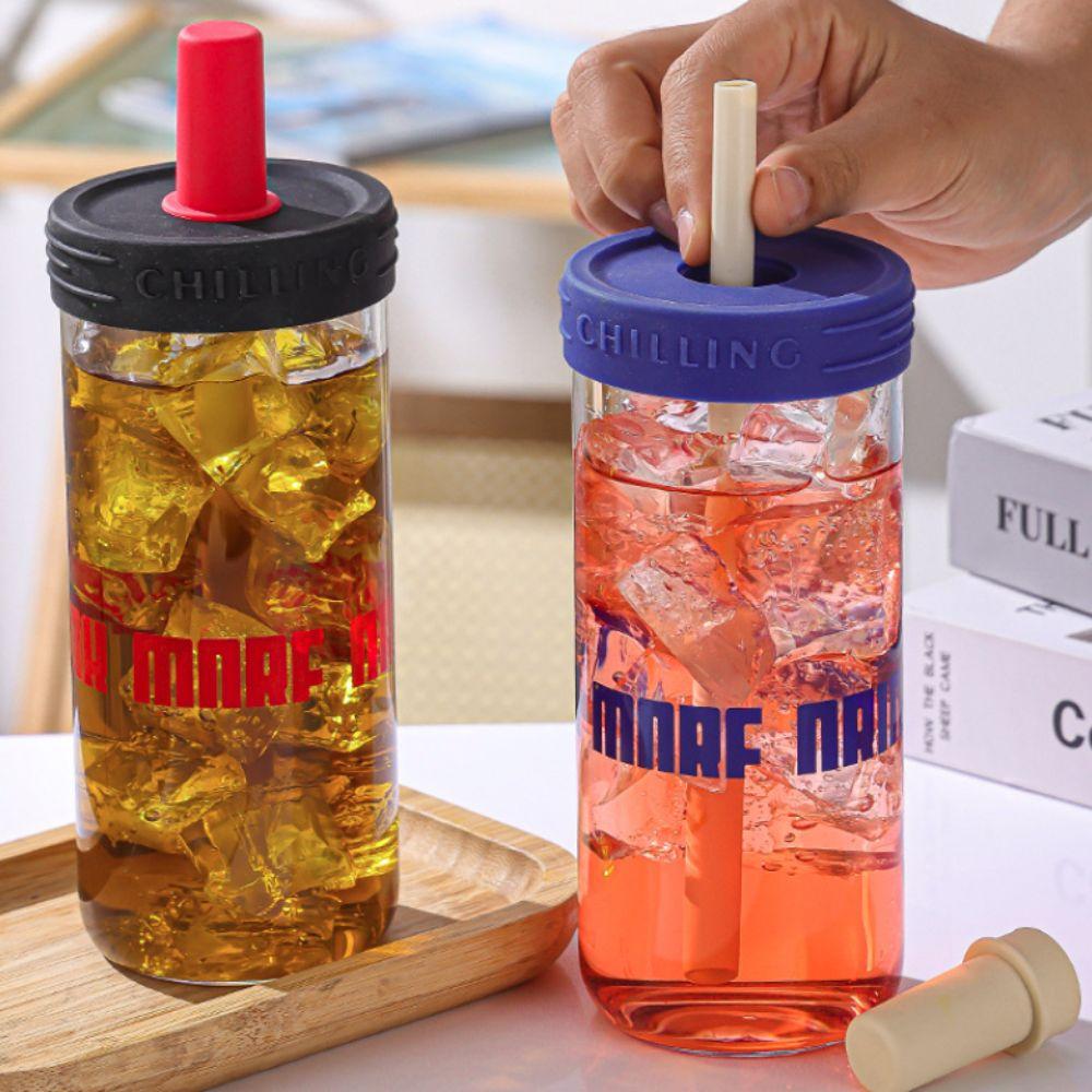 Large Capacity Tea Separation Straw Cup Glass Student Water Cup Tea Separating Bottle Gift