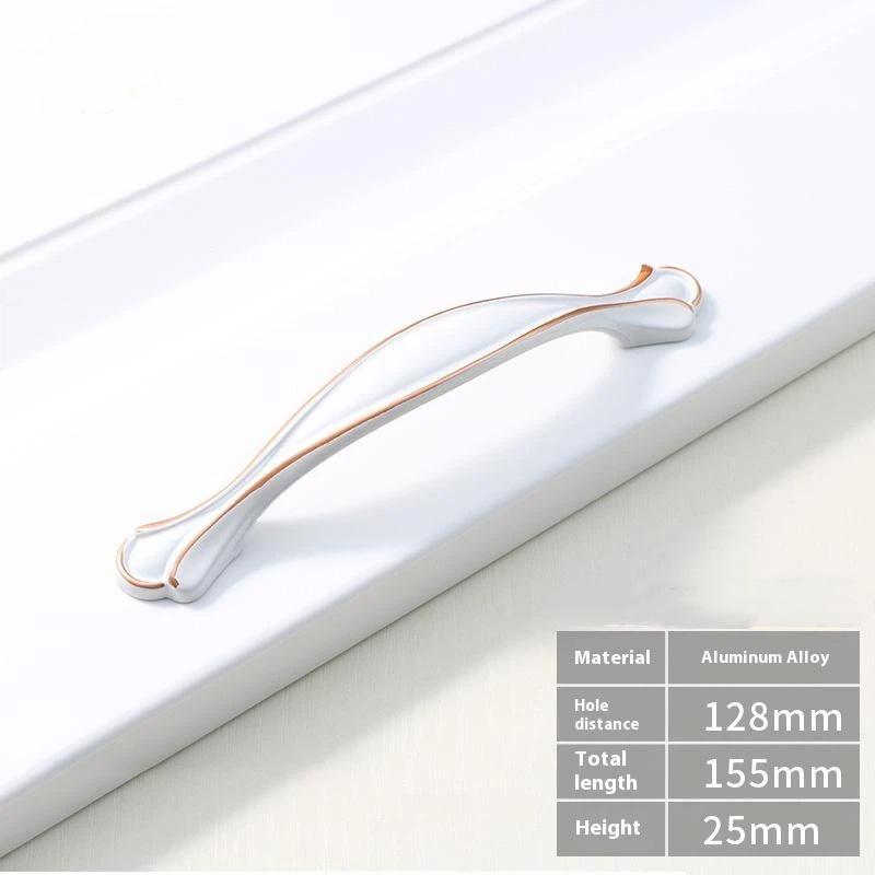 Modern Nordic Cabinet Handles White Amber Aluminum Alloy Black Drawer Pulls For Furniture Door Knocker
