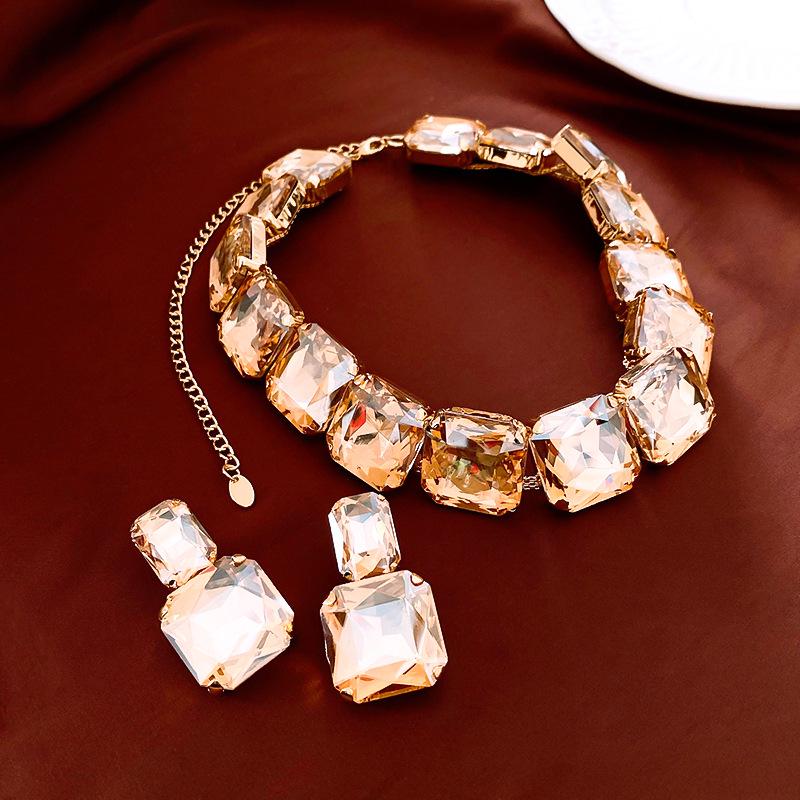 Strass Tropfen Quasten Ohrringe & Halskette Set - Luxuriöse High-End Schlüsselbeinkette für Frauen