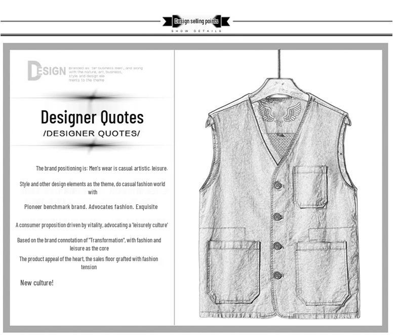 Men's Plus Size Cotton V-Neck Fishing Vest – Middle-Aged & Elderly Casual Sleeveless Jacket
