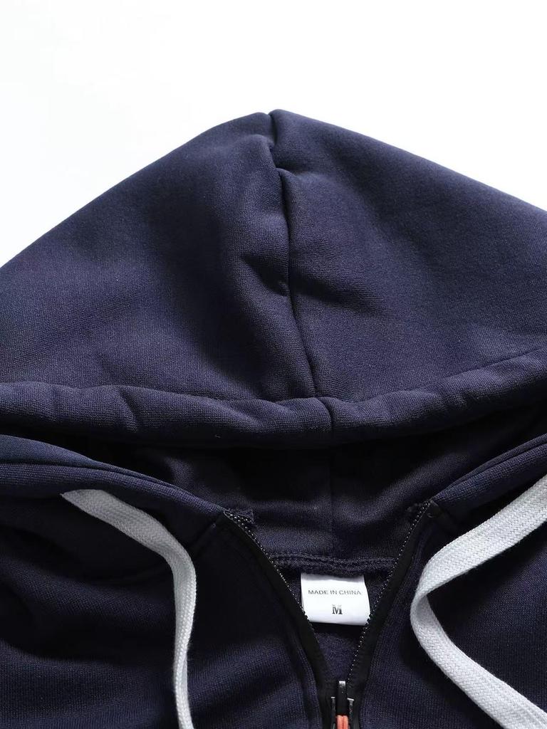 Men's Multi-Pocket Fleece Lined Hoodie Jacket - Casual and Versatile for Autumn/Winter