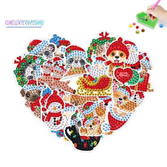 1 Set Diamant-Malerei-Aufkleber zum Selbermachen, Cartoon-Muster, Weihnachten, Strass-Aufkleber-Set für Urlaubsdekoration