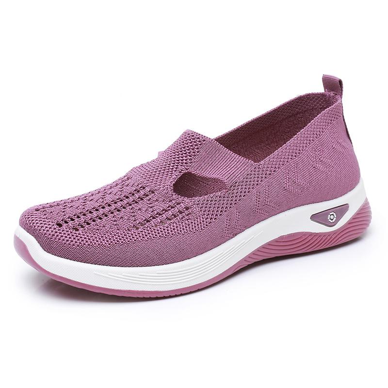 Women Breathable Walking Shoes Non-slip Soft Sole Shoe For Elderly Summer Casual Lightweight Shoes Middle-aged Female Flat Shoes