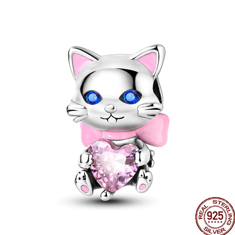 Copper Pet Animal Series Puppy And Kitten Cute Pet Lovely Charm Beads Suitable For 3Mm Original Bracelet Diy