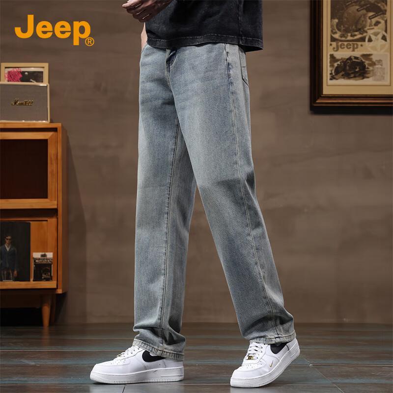 Jeep Men's American Style Relaxed Straight Fit Elastic Jeans