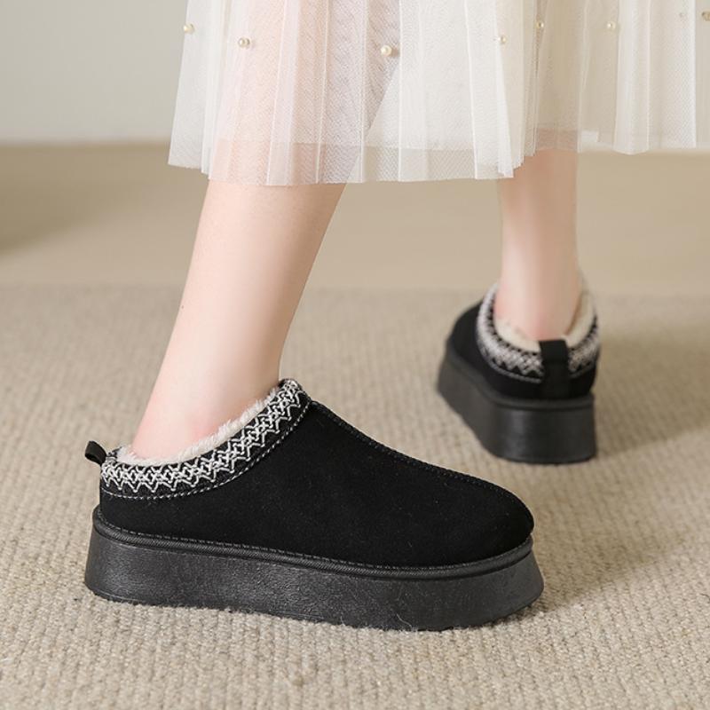 Women Outdoor Anti Slip Snow Boots Wool Lined Warm Platform Low Top Ankle Boots Slippers Shoes