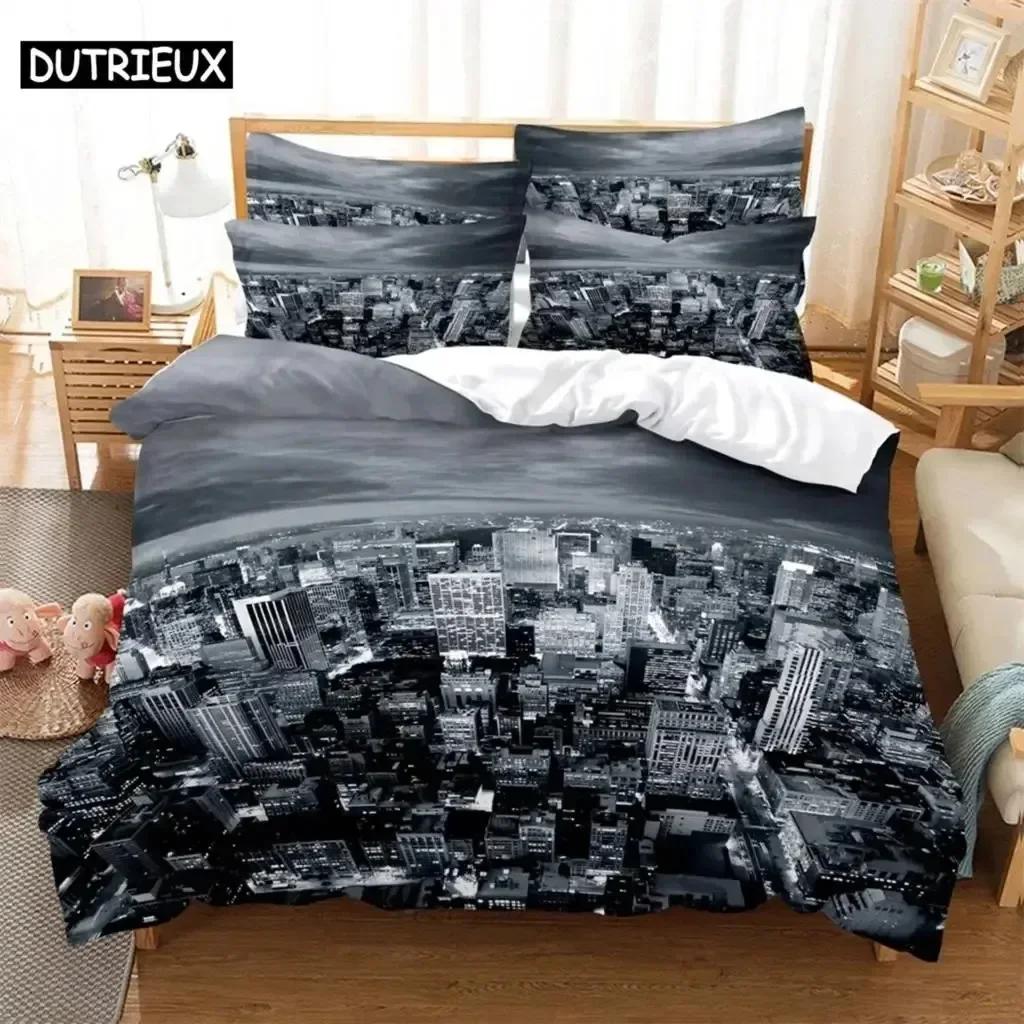 

Luxury New 3D Print City view Digital Bedding Sets Home Super King Cover Pillowcase Comforter Textiles Bedding Set cover set 70x133cm