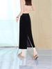 Golden Velvet Slit Pencil Skirt - Women's Spring/Autumn 2026 Collection