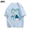 New Anime Printed Short Sleeved Cotton Unisexs and Womens Tshirts First Tone Co Branded Surrounding Future MIKU Loose Tshirts