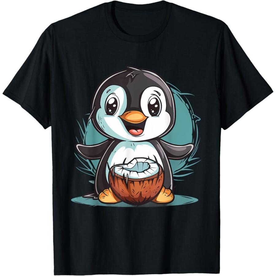 Coconut Penguin Bird Cute Artwork Animal Art Penguin Lover T-Shirt(1) XXXXXL