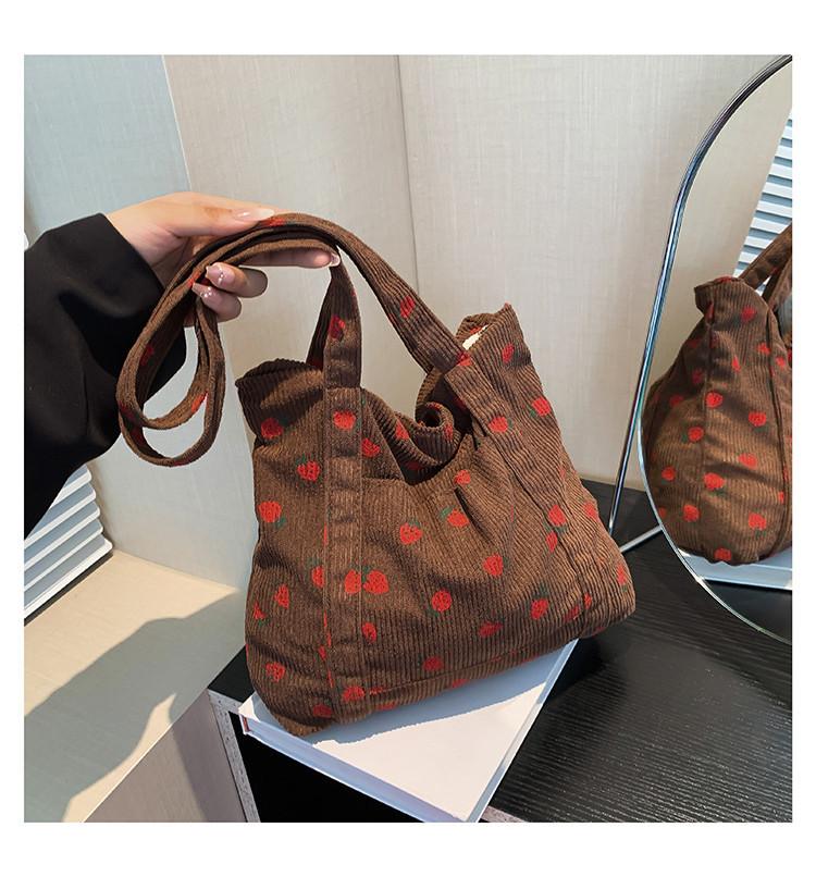 2024 Corduroy Large Capacity Shoulder Bag For Women Cute Canvas Tote Bag For School**