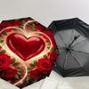 1pc heart roses Automatic Open/Close Umbrella Compact Folding Umbrella with 8-Rib Shaft for Women/Men, Elegant Birthday1242S