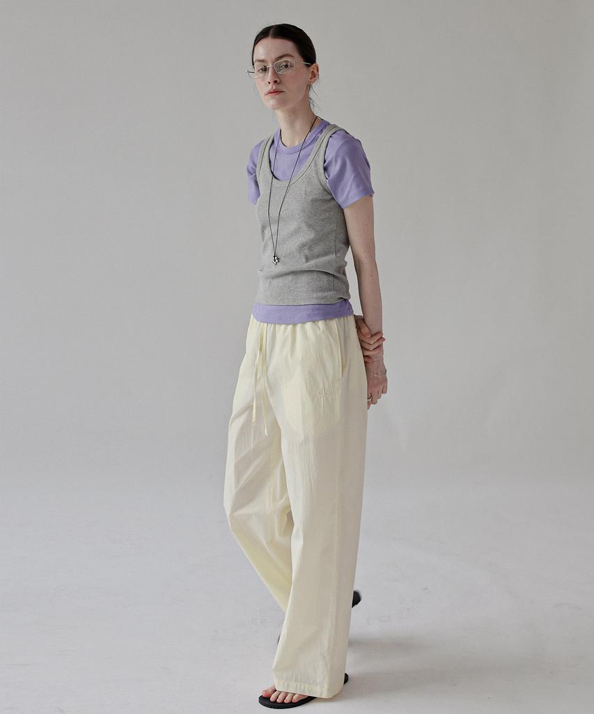 Keullaepeu Soft Embroidered Elastic Waist Pants _Butter