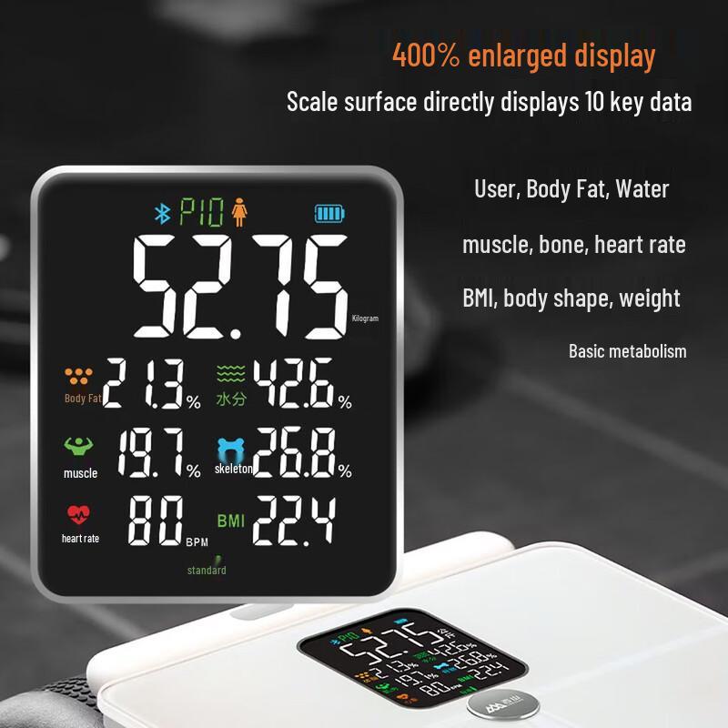 HONGSHAN 8-Electrode Smart Body Fat Scale with Heart Rate Monitor (CN Version)