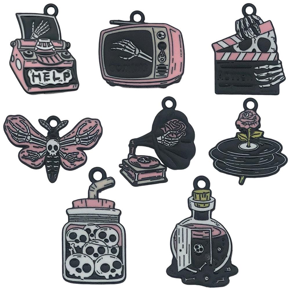 Creative Halloween Accessories DIY Bracelet Necklace Keychain Earrings Pendant Skeleton Ghost Halloween Funny Pendant