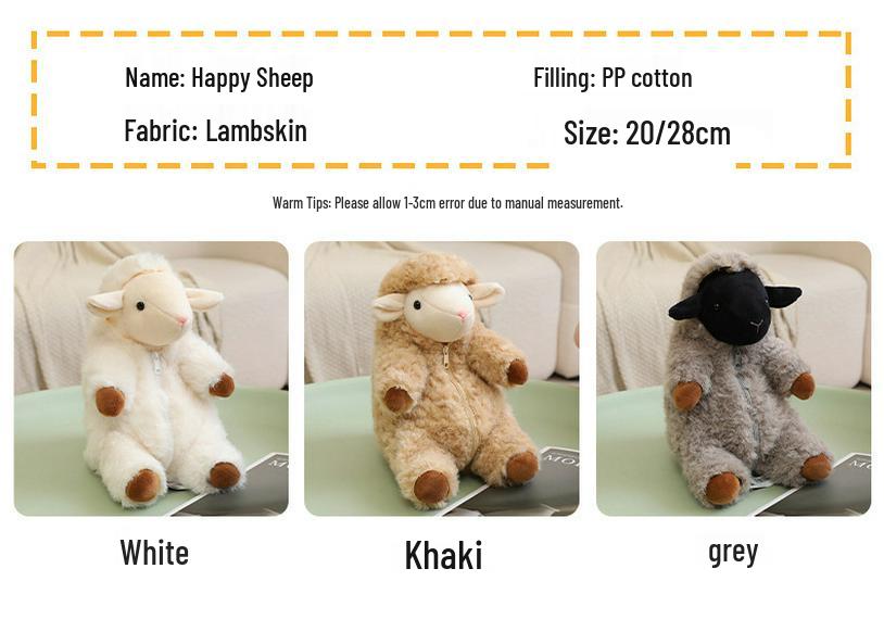 Happy Sheep Wool Plush Toy - Cute Soothing Companion Doll for Birthday Gift