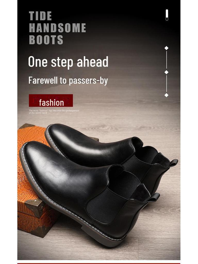 Cizme Martin din piele pentru bărbați, stil nou - Cizme Chelsea retro versatile cu vârf ascuțit, mărimi mari