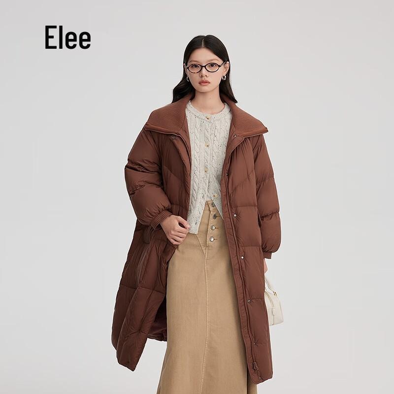 Ailalei Women's Long Knit Lapel Spliced Down Jacket