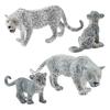 4Pcs/Set Simulation Leopard Family Model PVC Snow Leopard Figurine Realistic Miniature Wildlife Animal