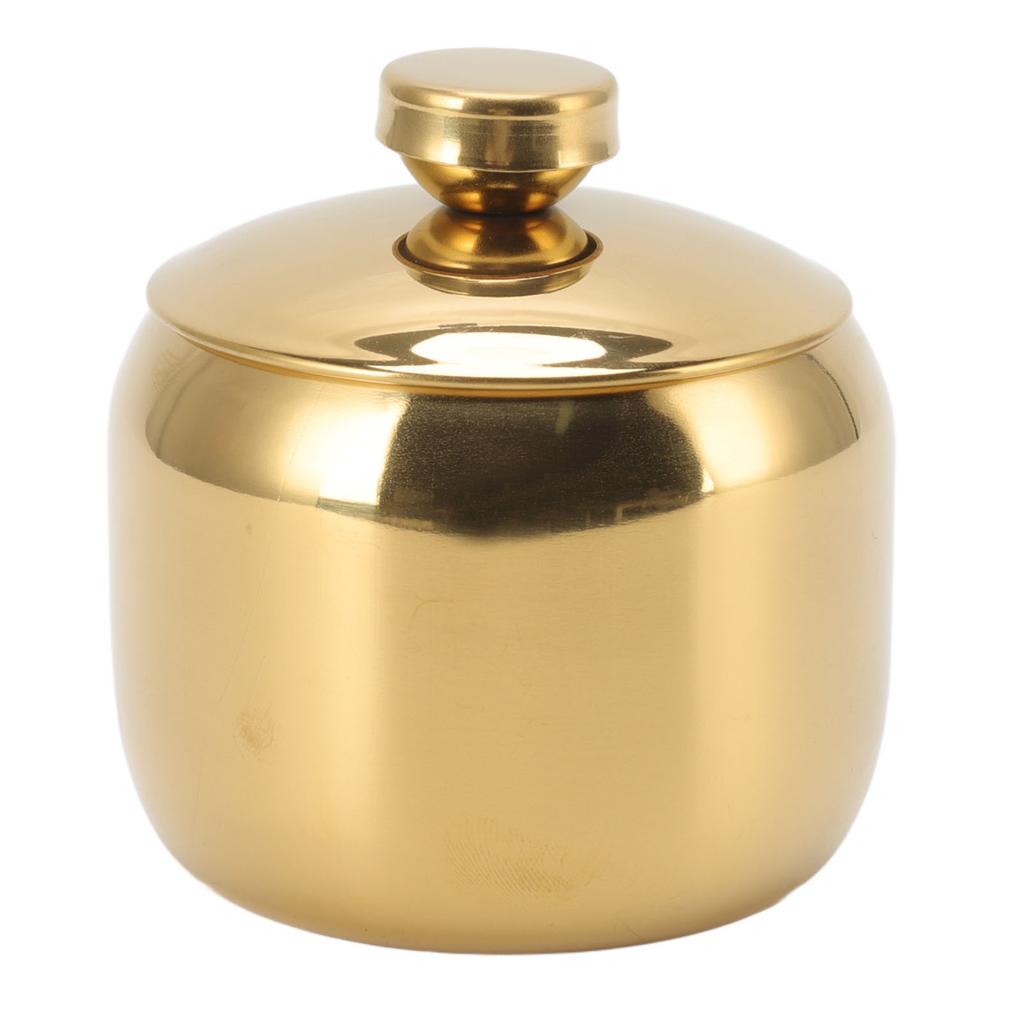 Stainless Steel Gold Seasoning Condiment Pot Spice Salt Sugar Pepper Container Jar Storage Organizer