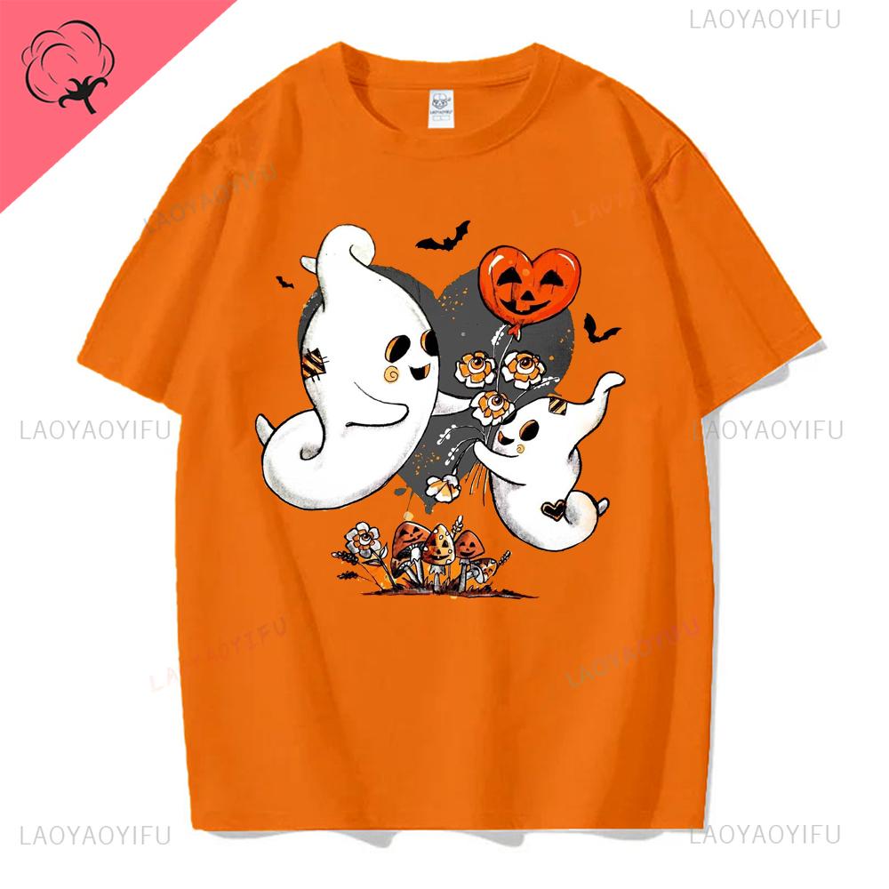 Halloween Familj Matchande T-shirts Söta Spöklika Halloween Party T-shirts Pumpatryck Kortärmade Kläder Mode Trend T-shirts