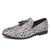 Plus Size Leopard Print Tassel Loafers - Men's Easy Slip-on Casual Leather Shoes, Size 46