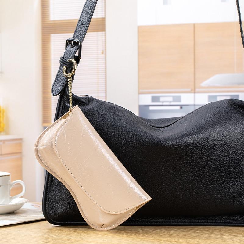 New Burst Glasses Bag Niche Design Versatile Portable Sunglasses Storage Bag First Layer Cowhide Sunglasses Case