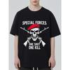 Men's Black T-Shirt Special Forces Skull Beret Crossed Rifles One Shot One Kill Graphic Print Casual Streetwear Military Style Top