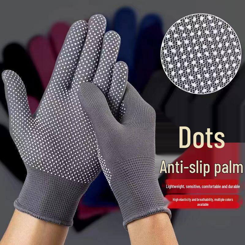 Non-slip Wear-resistant Nylon Dot Coated Breathable Work Gloves for Men & Women
