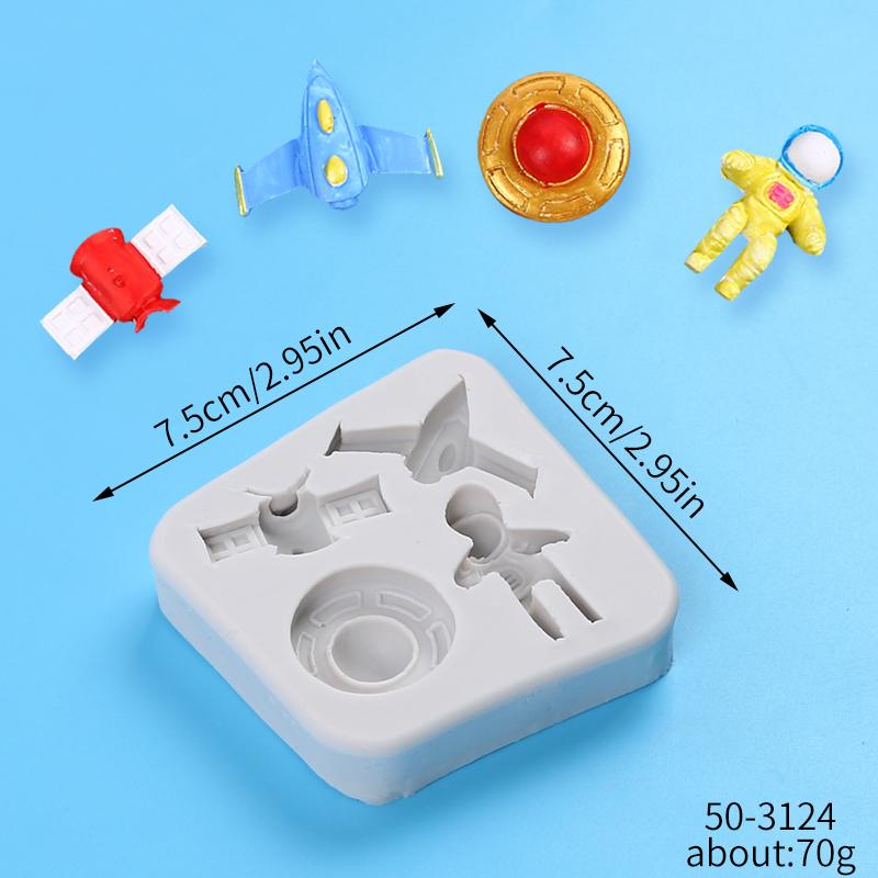 Astronaut Spaceship Silicone Mold Cake Decoration Cupcake Topper Fondant Chocolate Candy Gum Paste Polymer Clay Mold