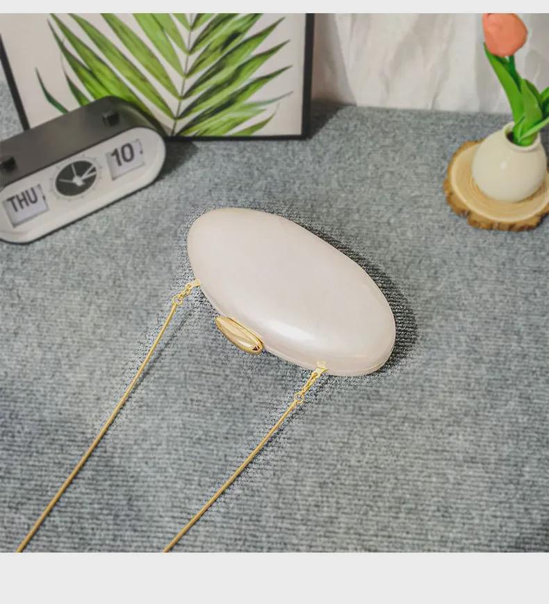 Podzimní móda 2024, akrylová lesklá večerní kabelka v evropském a americkém stylu - kabelka přes rameno ve tvaru husího vejce