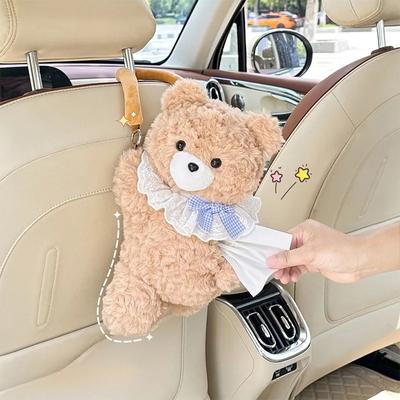 Car Universal Tissue Box Pet Cute Creative Hanging Tissue Holder Plush Vehicle Tissue Case Paper Box Cute Car Accessories