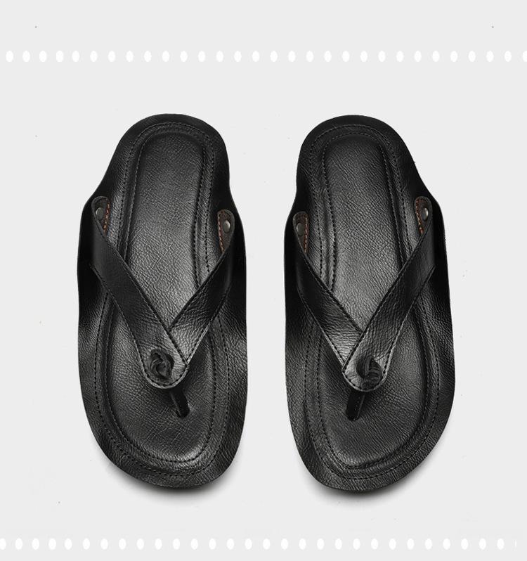 Men's Plus Size Retro Genuine Leather Non-slip Beach Flip-flops