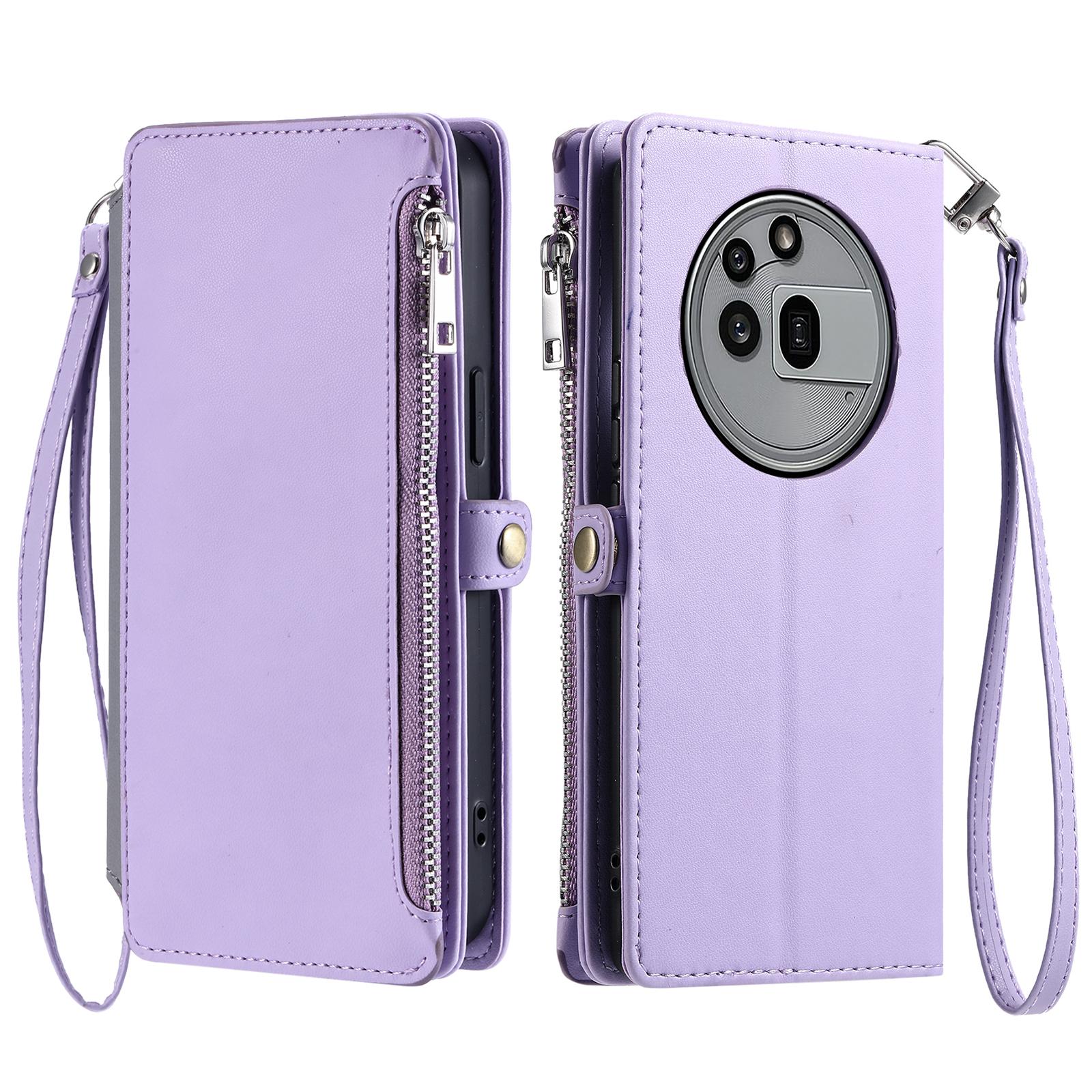 

For Nothing Phone (3a) Pro Case TPU+PU Leather Wallet Phone Cover with Wrist Strap Purple