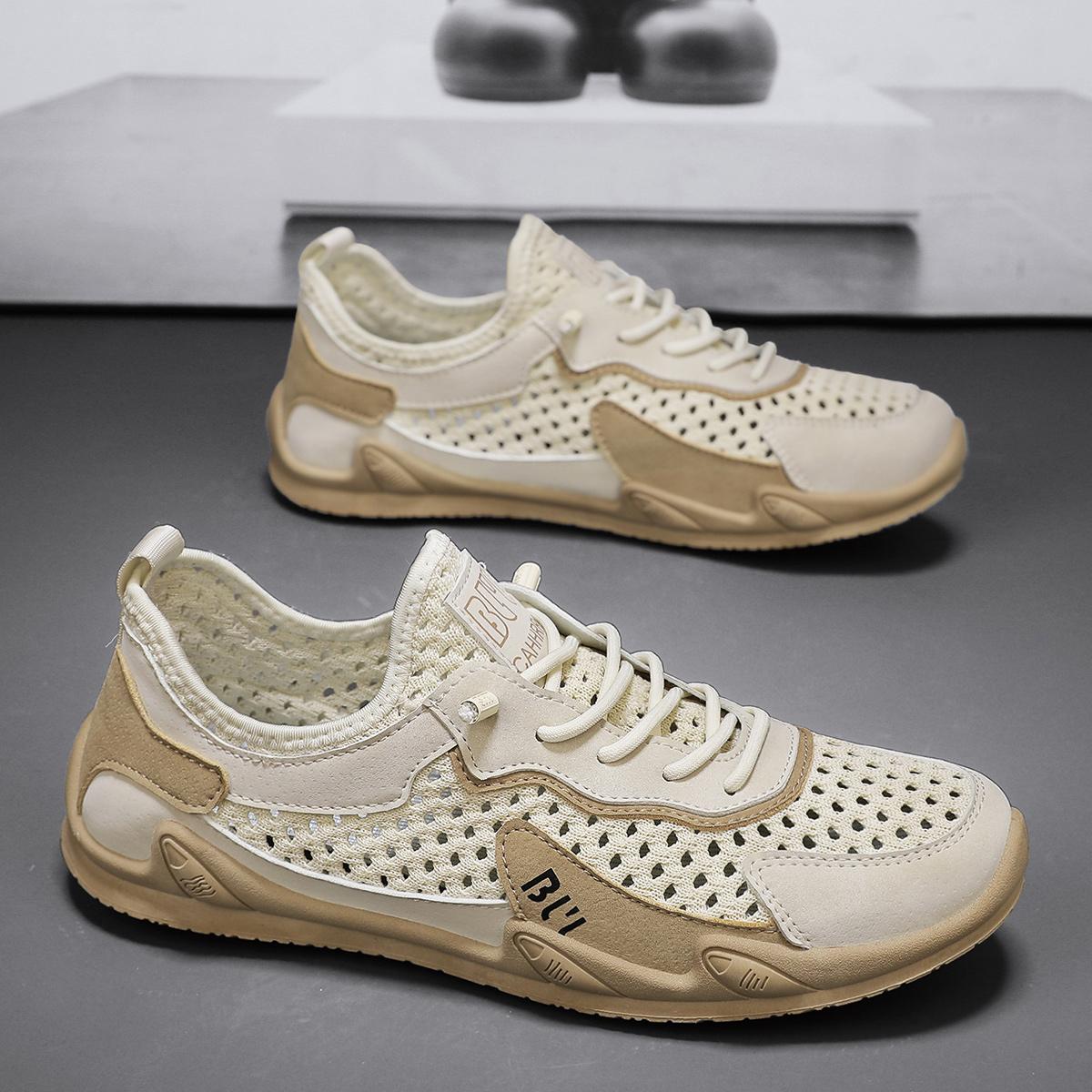 Дышащие мужские сетчатые полые кроссовки для летней повседневной одежды 44 хаки — фото 12