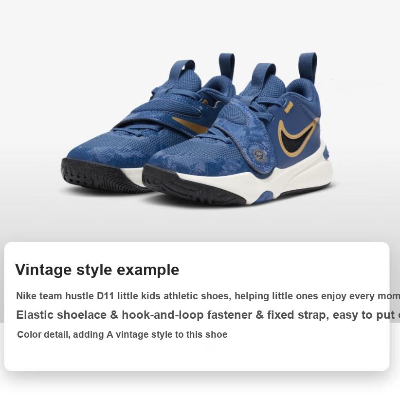 Nike Team Hustle D11 PS Azul Místico Oro Metálico Zapatillas para Niños Azul Marfil Pálido Negro FZ7296-400