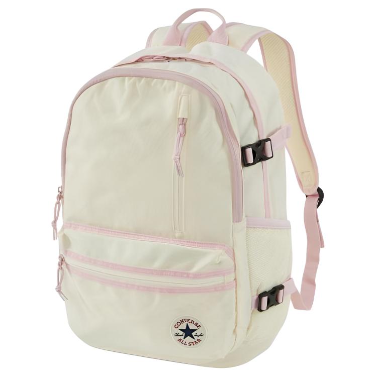 Converse Sports Leisure Brand Logo Embroidery Decoration Polyester Backpack Women Backpack White Pink UA5797-W2Y